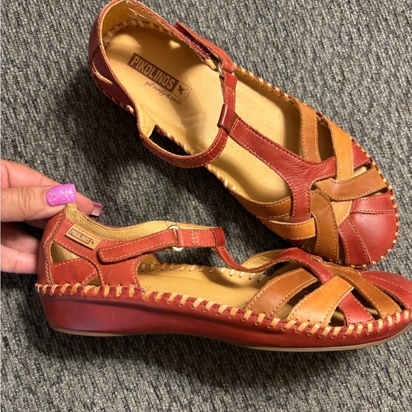 NWOB Pikolinos P. VALLARTA Women's Leather Sandals Shoes in Sandia Size 9.5 NEW - Picture 6 of 14